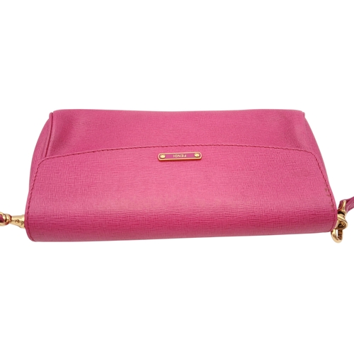 542 - A Fendi Pink Leather Shoulder Bag. Pink leather exterior with gold-tone logo hardware, detachable sh... 