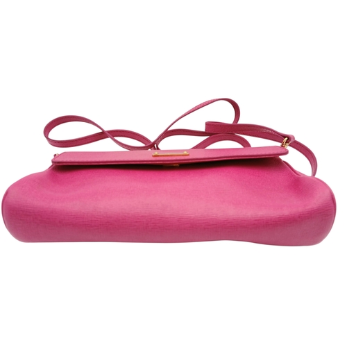542 - A Fendi Pink Leather Shoulder Bag. Pink leather exterior with gold-tone logo hardware, detachable sh... 