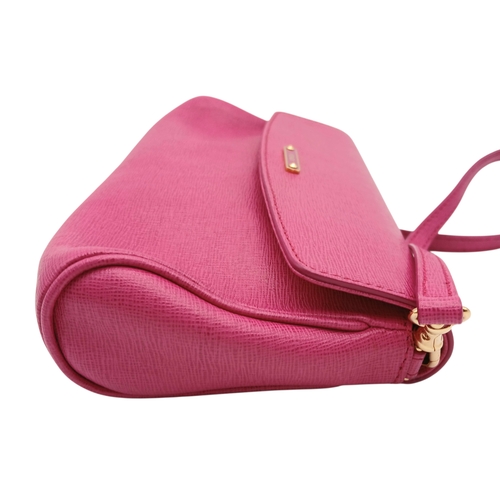 542 - A Fendi Pink Leather Shoulder Bag. Pink leather exterior with gold-tone logo hardware, detachable sh... 