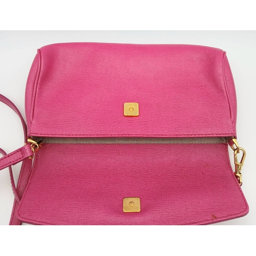 542 - A Fendi Pink Leather Shoulder Bag. Pink leather exterior with gold-tone logo hardware, detachable sh... 