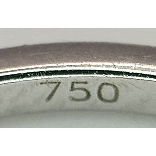 558 - AN 18K WHITE GOLD, DIAMOND 3 STONE RING. 1.3G, SIZE N. SC 4048