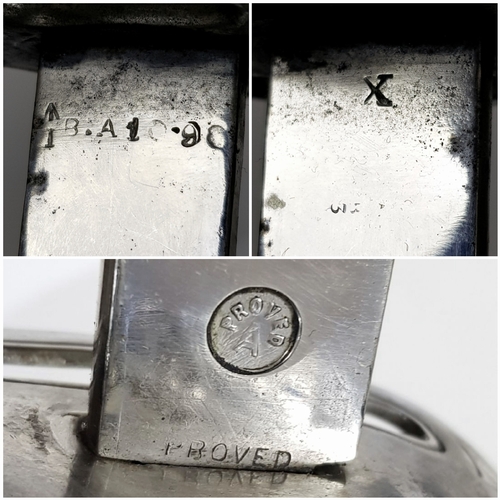 854 - Two Vintage British Army Swords with Metal Scabbards. Broad arrow (India) mark on shorter sword and ... 