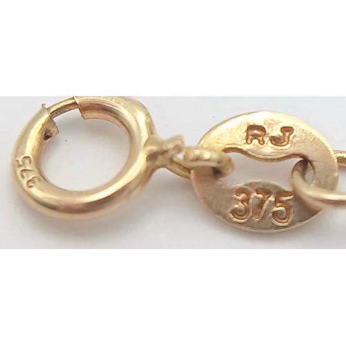 550 - An Elegant 9 Carat Gold and Cultured Pearl Necklace-46cm Length. The Pendant measures a 1.5cm Drop f... 