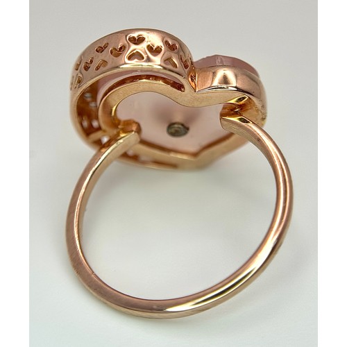 1028 - A Pretty Rose Gold Gilded Pink Nacre and White Spinel Ring-Size N1/2. Ring measures 1.8cm Wide at th... 