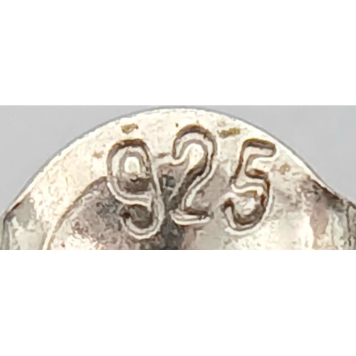 1056 - A Pretty Pair of Vintage, Celtic Design, Amber Set Sterling Silver Earrings, 3.6cm Length.