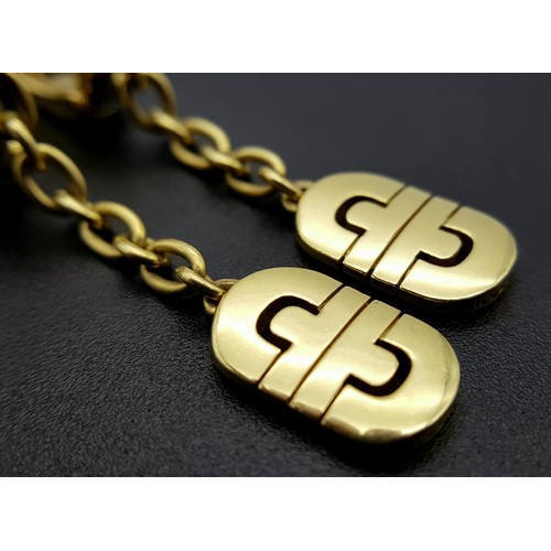 1005 - A Pair of 18K Yellow Gold Bvlgari Parentesi Drop Earrings. 5cm drop. 17.6g total weight. NL20/14606.... 