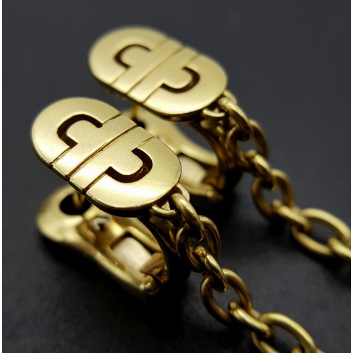 1005 - A Pair of 18K Yellow Gold Bvlgari Parentesi Drop Earrings. 5cm drop. 17.6g total weight. NL20/14606.... 