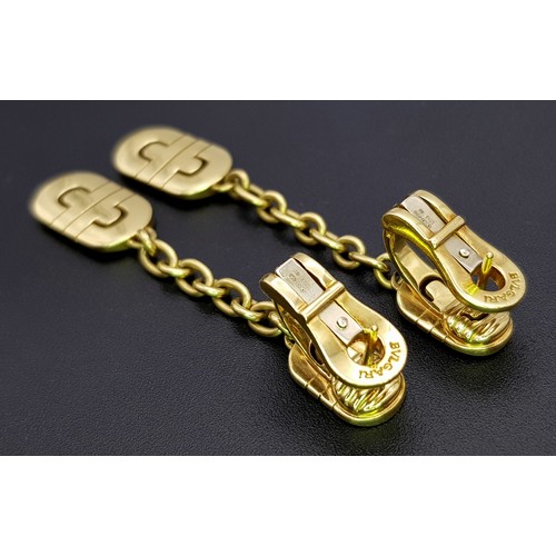 1005 - A Pair of 18K Yellow Gold Bvlgari Parentesi Drop Earrings. 5cm drop. 17.6g total weight. NL20/14606.... 