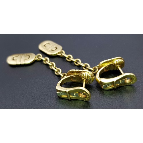 1005 - A Pair of 18K Yellow Gold Bvlgari Parentesi Drop Earrings. 5cm drop. 17.6g total weight. NL20/14606.... 