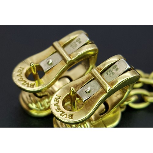 1005 - A Pair of 18K Yellow Gold Bvlgari Parentesi Drop Earrings. 5cm drop. 17.6g total weight. NL20/14606.... 