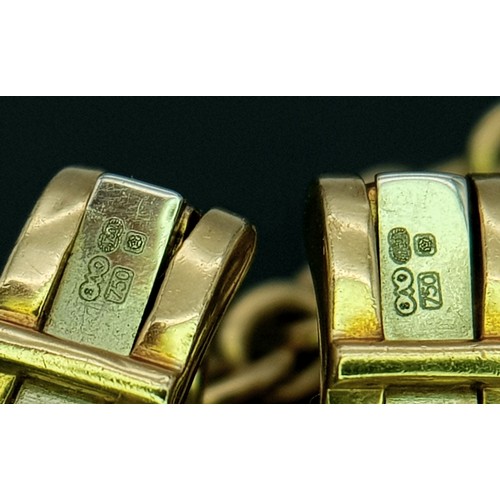 1005 - A Pair of 18K Yellow Gold Bvlgari Parentesi Drop Earrings. 5cm drop. 17.6g total weight. NL20/14606.... 