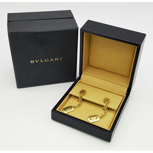 1005 - A Pair of 18K Yellow Gold Bvlgari Parentesi Drop Earrings. 5cm drop. 17.6g total weight. NL20/14606.... 