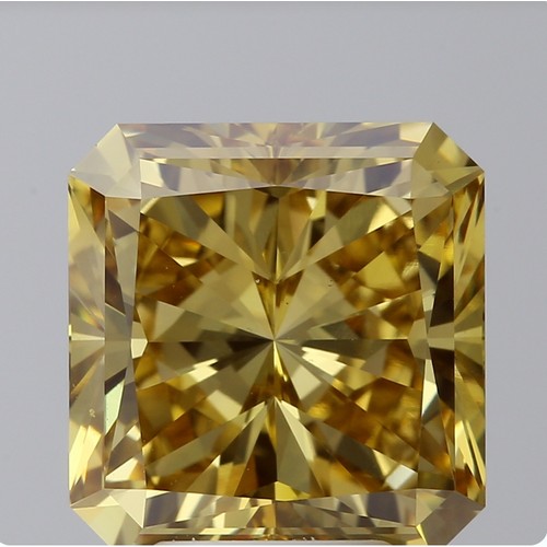 A 5.1CT Radient cut Lab-Grown Diamond. Color FANCY VIVID YELLOW, clarity VS1. IGI certified. Cert no: LG657465610. Measurements: 9.88X9.45X6.45