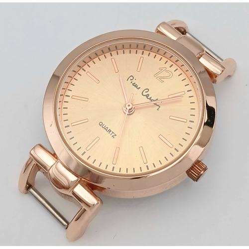 1050 - A PIERRE CARDIN, ROSE GOLD TONE, LEATHER STRAP WATCH. WITH 3 LEATHER STRAP OPTIONS, BROWN, BLACK AND... 