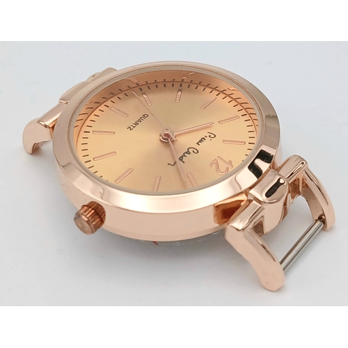 1050 - A PIERRE CARDIN, ROSE GOLD TONE, LEATHER STRAP WATCH. WITH 3 LEATHER STRAP OPTIONS, BROWN, BLACK AND... 