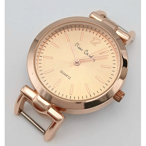 1050 - A PIERRE CARDIN, ROSE GOLD TONE, LEATHER STRAP WATCH. WITH 3 LEATHER STRAP OPTIONS, BROWN, BLACK AND... 