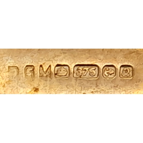 1053 - A 9K YELLOW GOLD, DAGGER CHARM / PENDANT. 0.4G. SC 4013