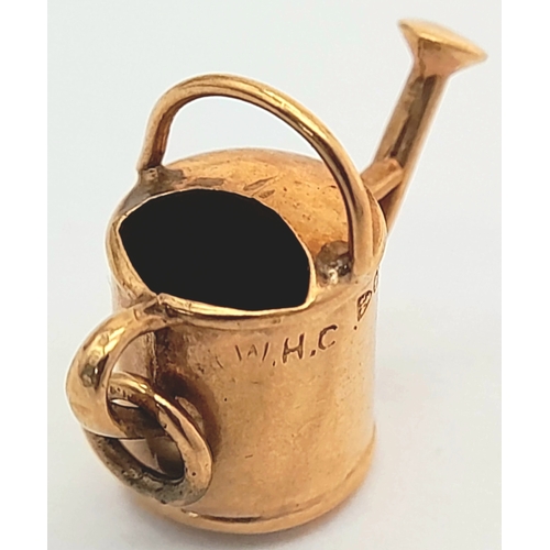 1060 - A 9K YELLOW GOLD, WATERING CAN CHARM / PENDANT. 0.7G. SC 4017
