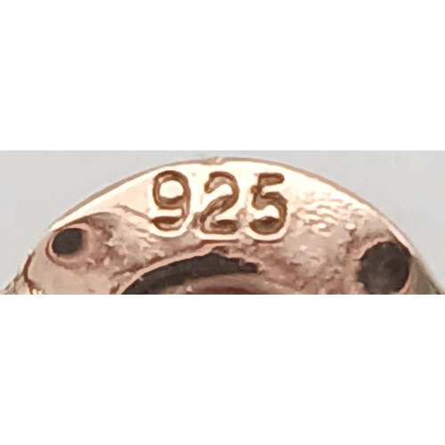 1007 - A Pretty Pair of Rose Gold Gilded Pink Nacre and White Spinel Stud Earrings, 1.7cm Wide. Combined Gr... 