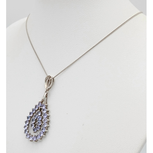 1047 - A stunning 925 silver Topaz pendant, set on a silver delicate Necklace. Total weight 4.1G. Total len... 