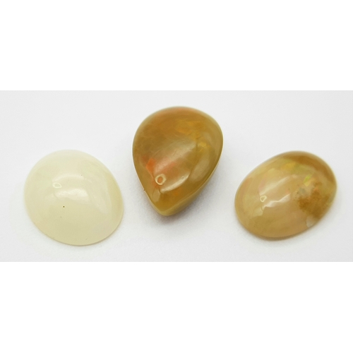 129 - A 6ctw White Fire Opal Gemstone Lot of 3 Pieces. Mixed Shapes. No certificate so as found. VC107.