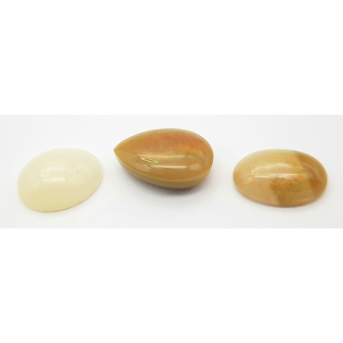 129 - A 6ctw White Fire Opal Gemstone Lot of 3 Pieces. Mixed Shapes. No certificate so as found. VC107.