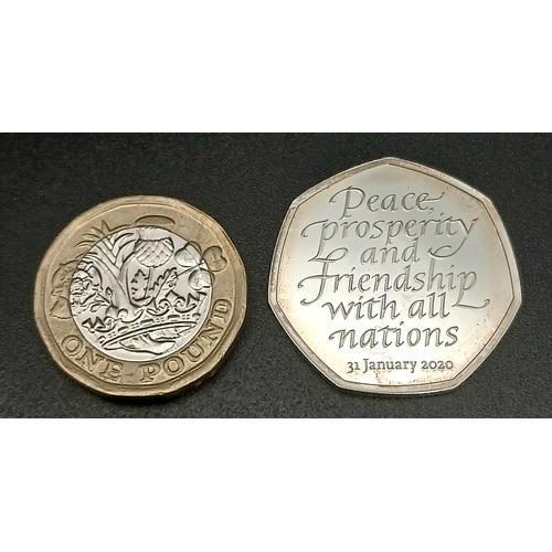 1030 - A Royal Mint Sterling Silver Proof 50p Coin - Withdrawal from the European Union. 8g. Comes with cas... 