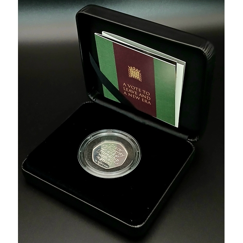 1030 - A Royal Mint Sterling Silver Proof 50p Coin - Withdrawal from the European Union. 8g. Comes with cas... 