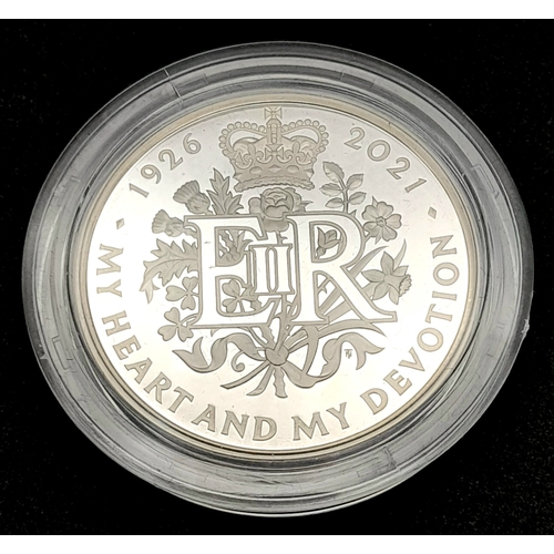 1037 - A Royal Mint Sterling Silver Proof £5 Coin. Commemorating the 95th Birthday of QEII. 28.28g. Comes w... 