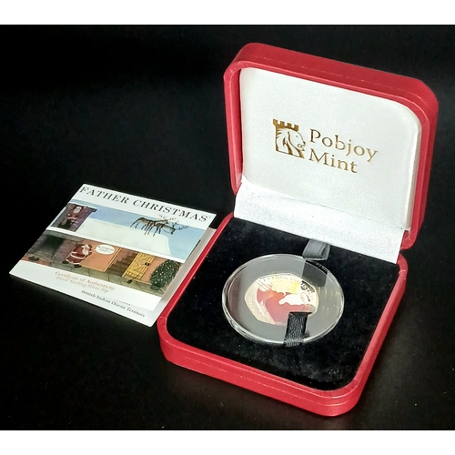 1044 - A Sterling Silver Proof 50p Coin Celebrating Father Christmas. Limited edition. 8g. Comes with case ... 