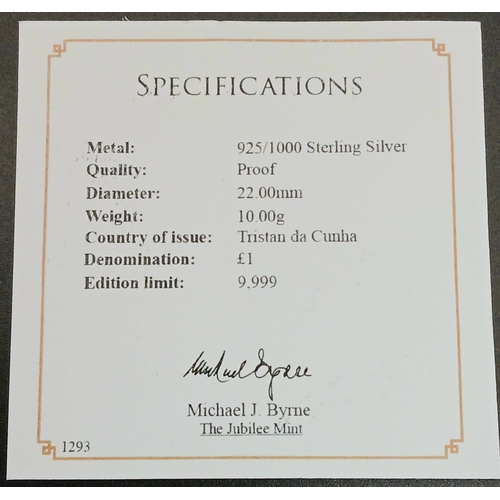 1072 - A Jubilee Mint Sterling Silver Proof £1 Coin. 10g. Comes with wallet and COA.