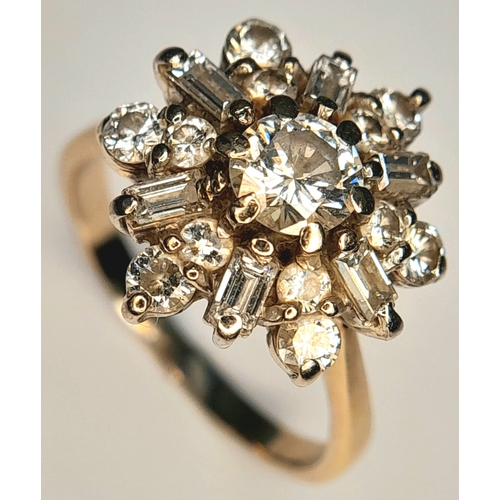 A STUNNING PLATINUM AND DIAMOND RING , 2cwt OF TOP QUALITY DIAMONDS IN FLORAL CLUSTER FORM .      5.2gms    size O