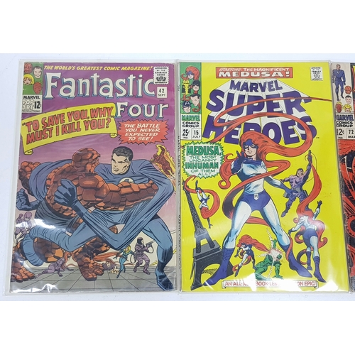 41 - Six Vintage Marvel Comics Including 3 x Fantastic Four. Please refer to photos for finer points and ... 
