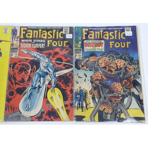 41 - Six Vintage Marvel Comics Including 3 x Fantastic Four. Please refer to photos for finer points and ... 