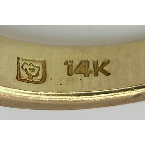 1149 - A 14K Yellow Gold White Zircon Crossover Ring. Bright stones. Size Q. 3.25g. Ref: 639121