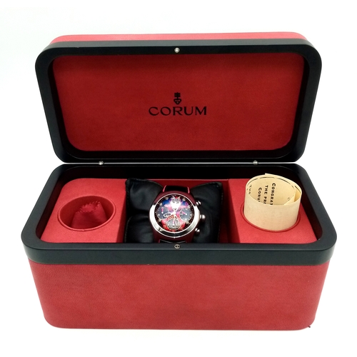 58 - A Corum Bubble 'Lucifer' Limited Edition Gents Watch. Only 666 made! Black patent leather strap with... 
