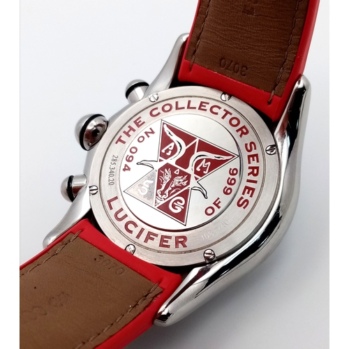 58 - A Corum Bubble 'Lucifer' Limited Edition Gents Watch. Only 666 made! Black patent leather strap with... 