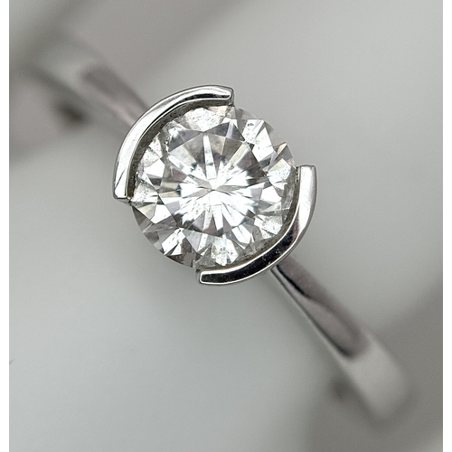 6 - AN 18K WHITE GOLD, DIAMOND SOLITAIRE RING. 0.75CT. 3.9G, SIZE M. P 133/135.