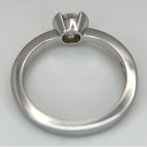6 - AN 18K WHITE GOLD, DIAMOND SOLITAIRE RING. 0.75CT. 3.9G, SIZE M. P 133/135.