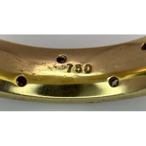 10 - AN 18K YELLOW GOLD, DIAMOND SET BAND RING. 9.9G, SIZE S. 10108