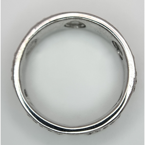 20 - AN 18K WHITE GOLD, DIAMOND SET, SCREW DESIGN, BAND RING. 0.50 TCW, 10.1G, SIZE U. TAN 4007.