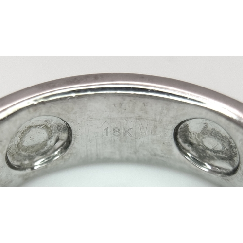 20 - AN 18K WHITE GOLD, DIAMOND SET, SCREW DESIGN, BAND RING. 0.50 TCW, 10.1G, SIZE U. TAN 4007.