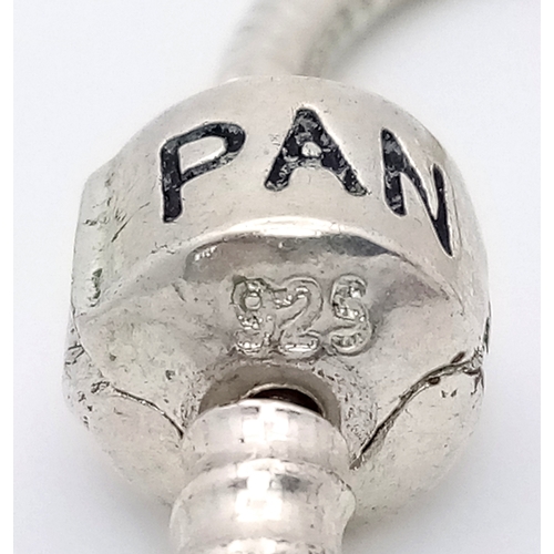 35 - Genuine PANDORA SILVER NECKLACE complete with 10 Enamelled SILVER CHARMS plus a SILVER KEY PENDANT. ... 