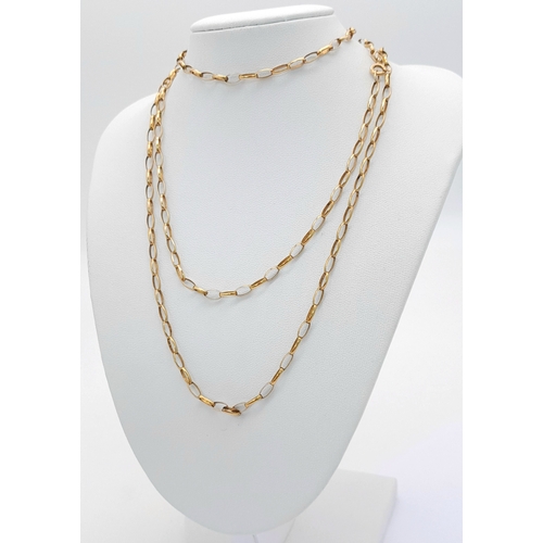 40 - A 9K Yellow Gold Belcher Link Chain Necklace. 98cm length. 9.75g.