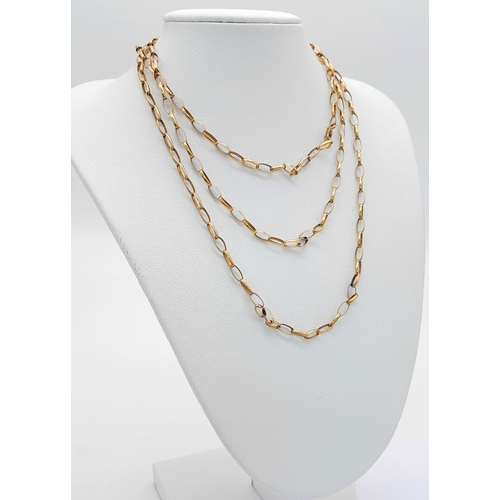 40 - A 9K Yellow Gold Belcher Link Chain Necklace. 98cm length. 9.75g.