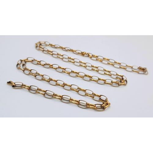 40 - A 9K Yellow Gold Belcher Link Chain Necklace. 98cm length. 9.75g.
