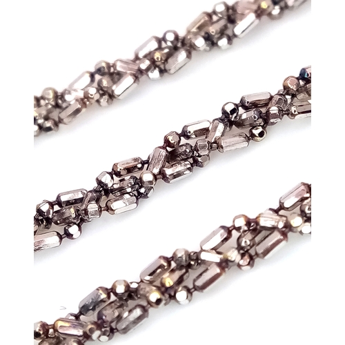 42 - Italian 9 CARAT WHITE and YELLOW GOLD ANKLE CHAIN bracelet. Fully hallmarked. Complete with jeweller... 