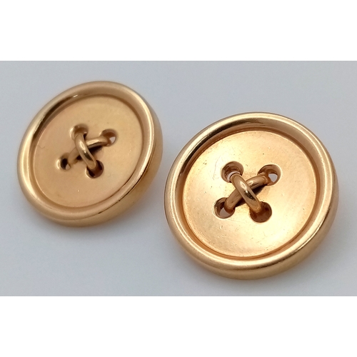 47 - A Pair of Tiffany and Co. 14K Yellow Gold Buttons. 20mm diameter. 13.92g total weight.