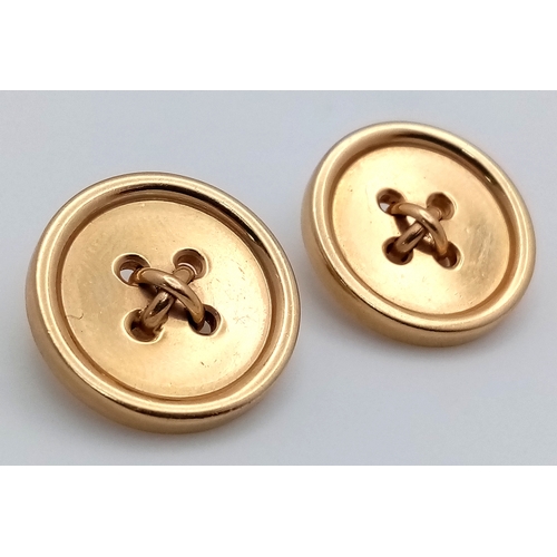 47 - A Pair of Tiffany and Co. 14K Yellow Gold Buttons. 20mm diameter. 13.92g total weight.