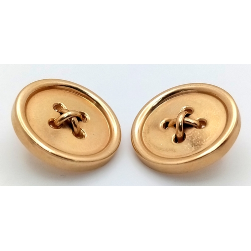47 - A Pair of Tiffany and Co. 14K Yellow Gold Buttons. 20mm diameter. 13.92g total weight.